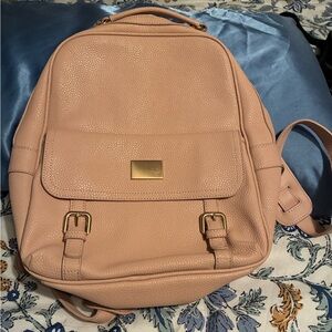 Pink Blush Pebbled Leather Backpack - Chic Everyday Pack